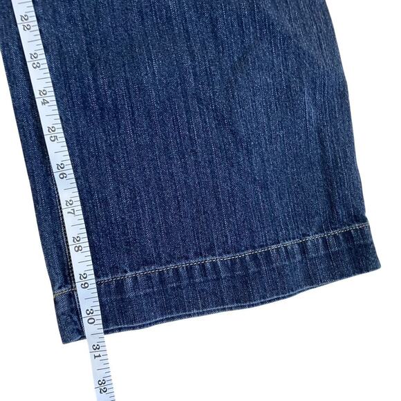 L-Ralph Lauren Sz 10 Y2K Blue Pinstriped Relaxed Wide Leg Jeans Patch Pockets - Picture 13 of 16